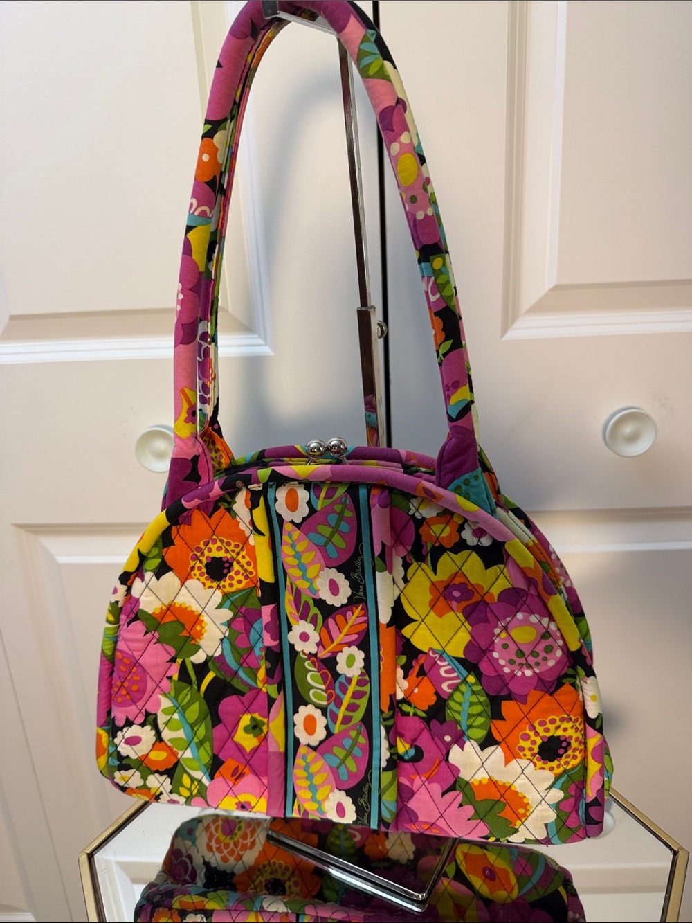 Vera Bradley Multicolor Floral Quilted Dome kiss lock structured Shoulder Bag